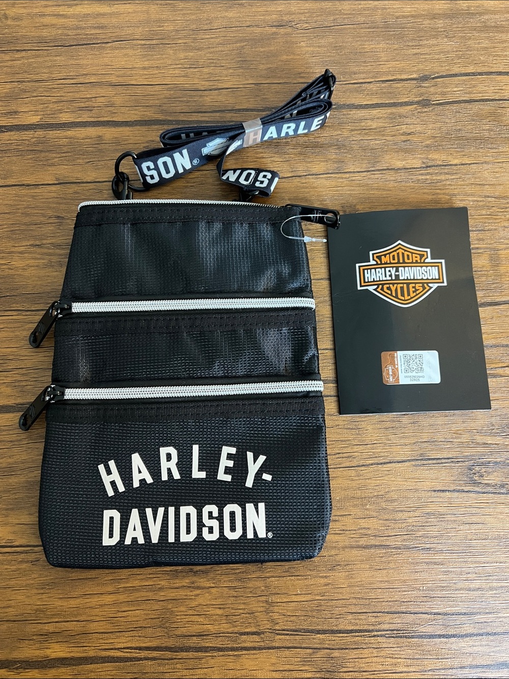 NWT Harley-Davidson Black Crossbody Bag with White Logo and Straps- OS